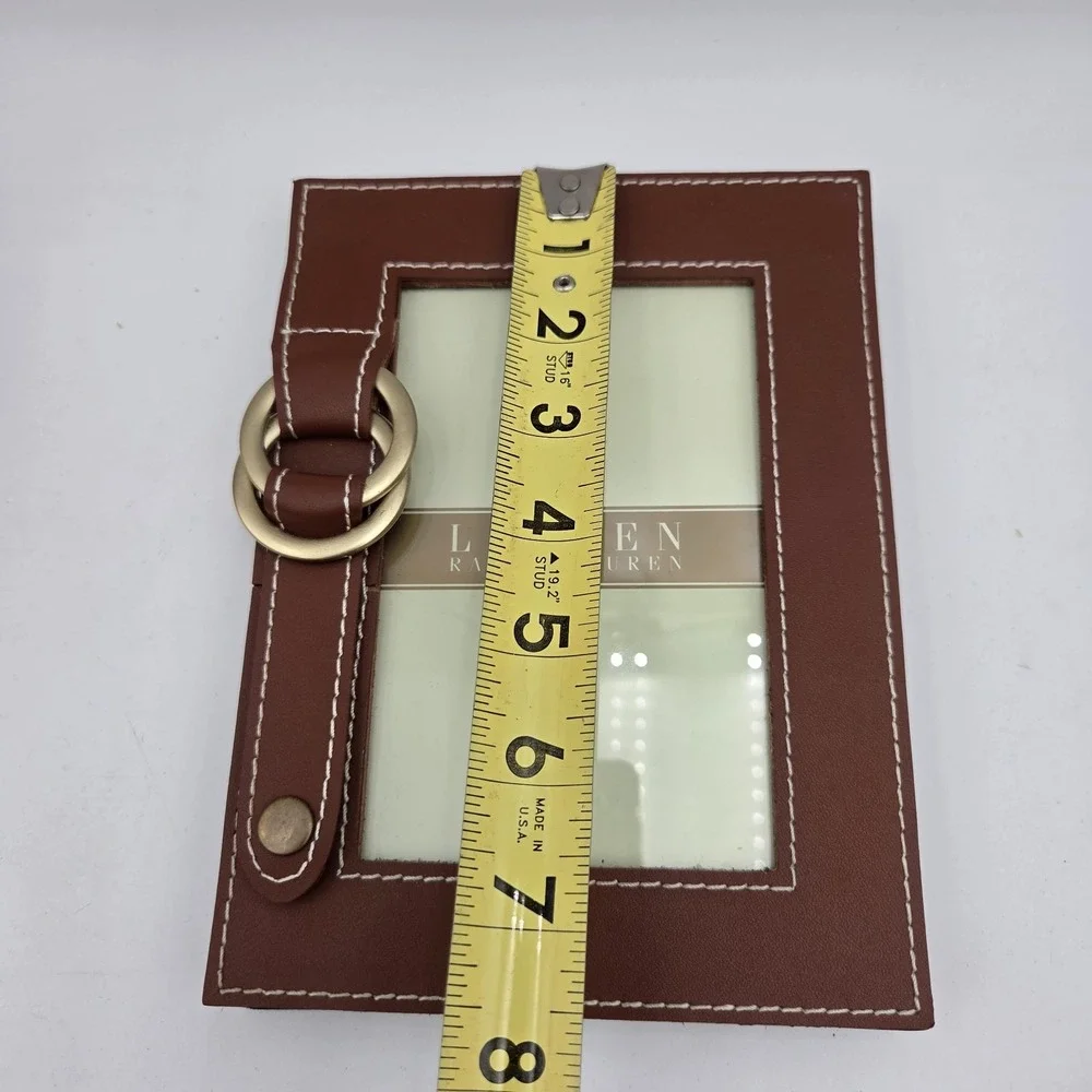Ralph Lauren Fairwood Picture Frame Brown Leather With Buckle Photo Size 4